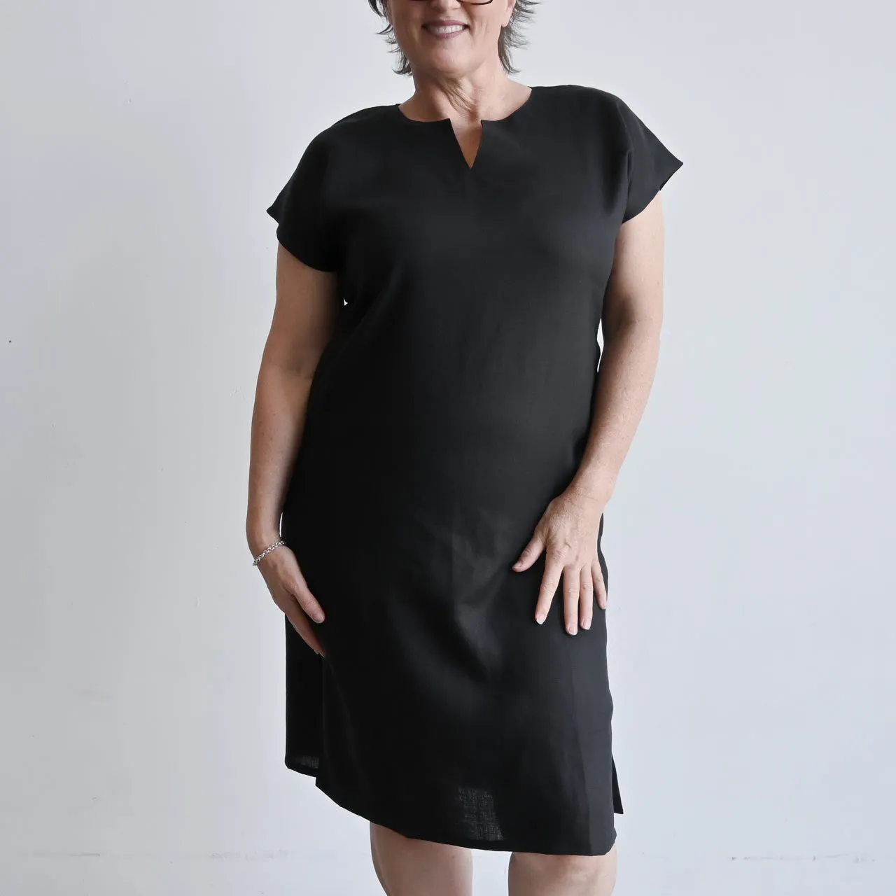 Kobomo Linen Sari Tunic Dress - Charcoal Black