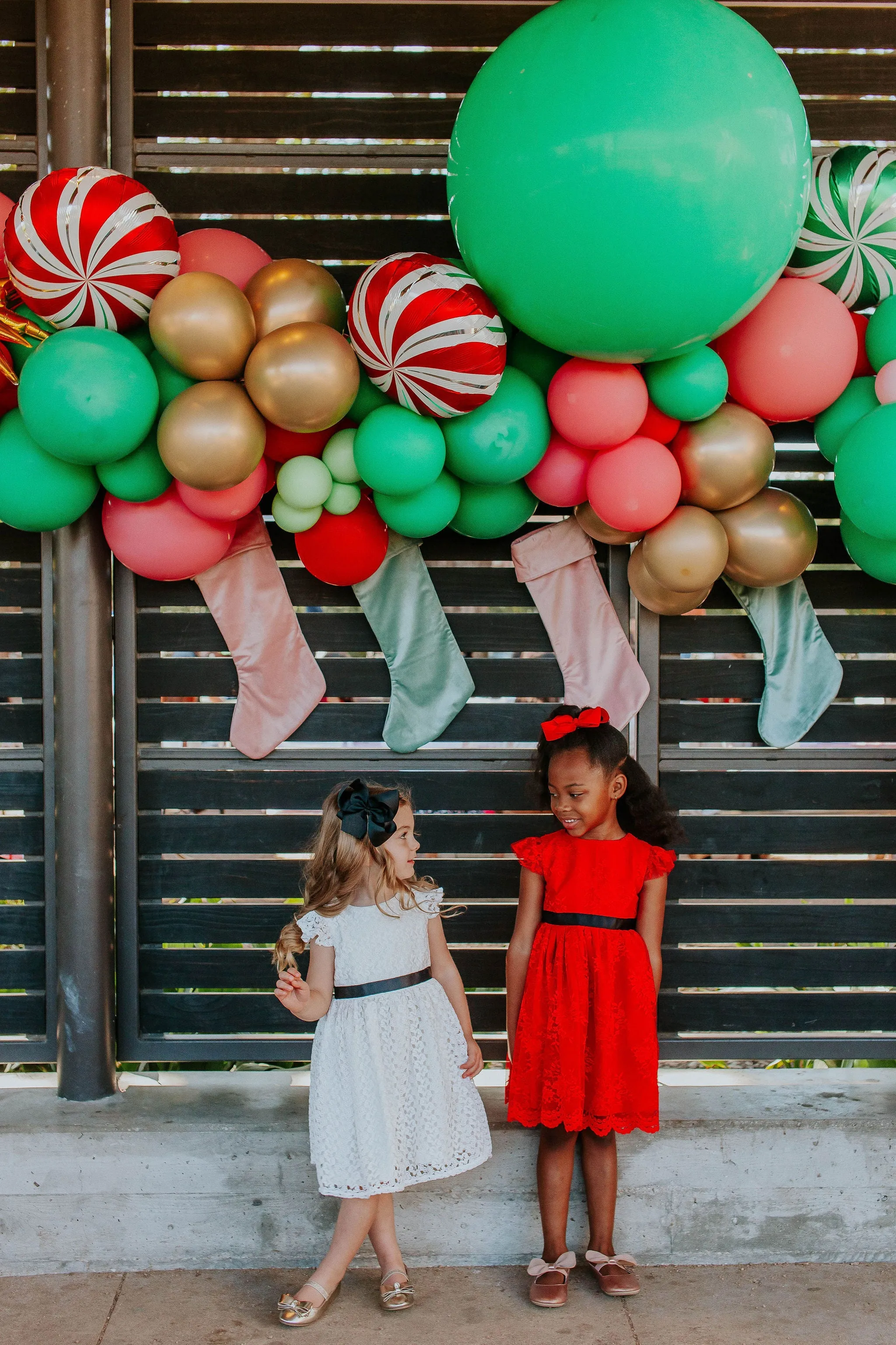 Little Girl's White Lace Dress with Black Satin Sash