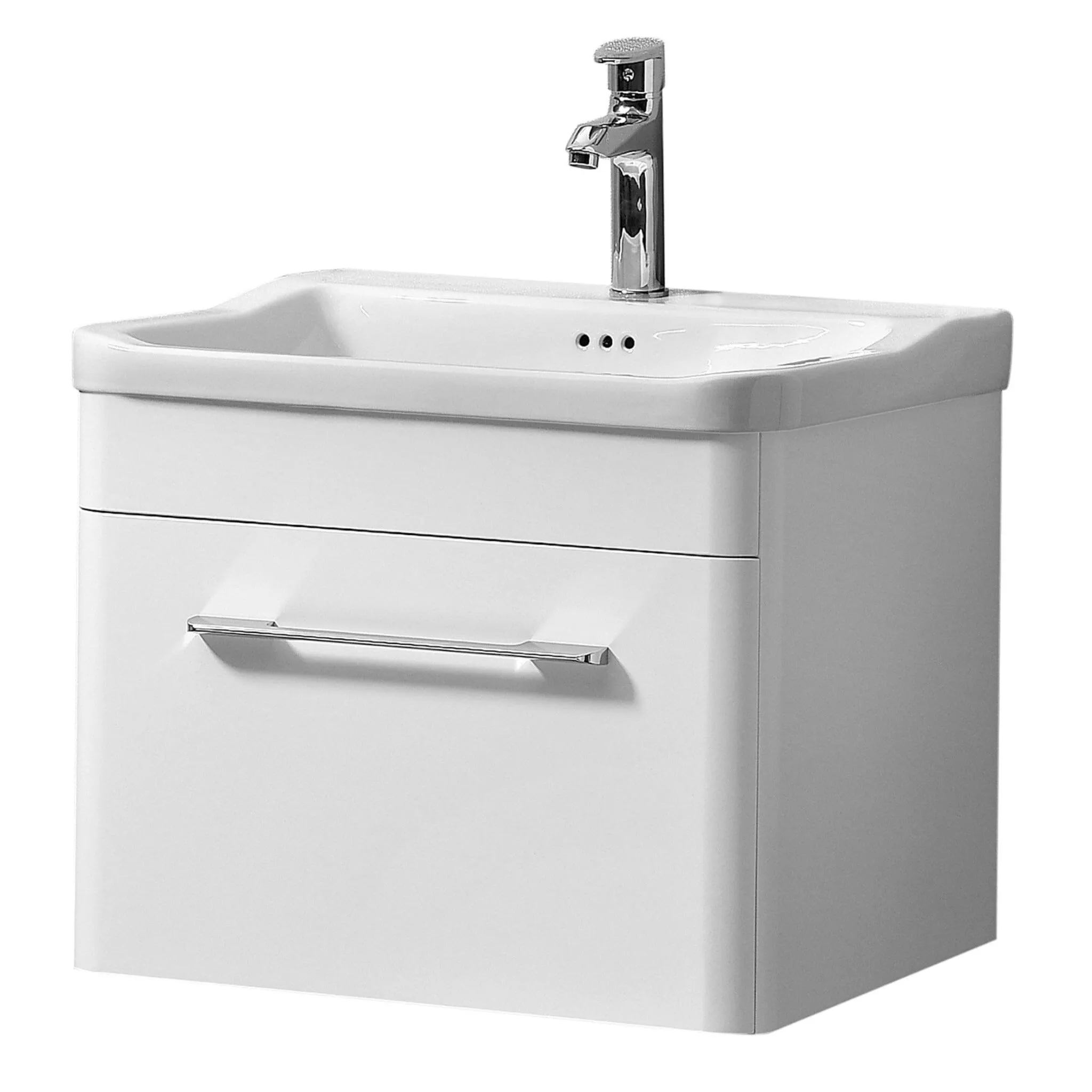 Lucca 600mm Wall-Hung Unit and Basin - White