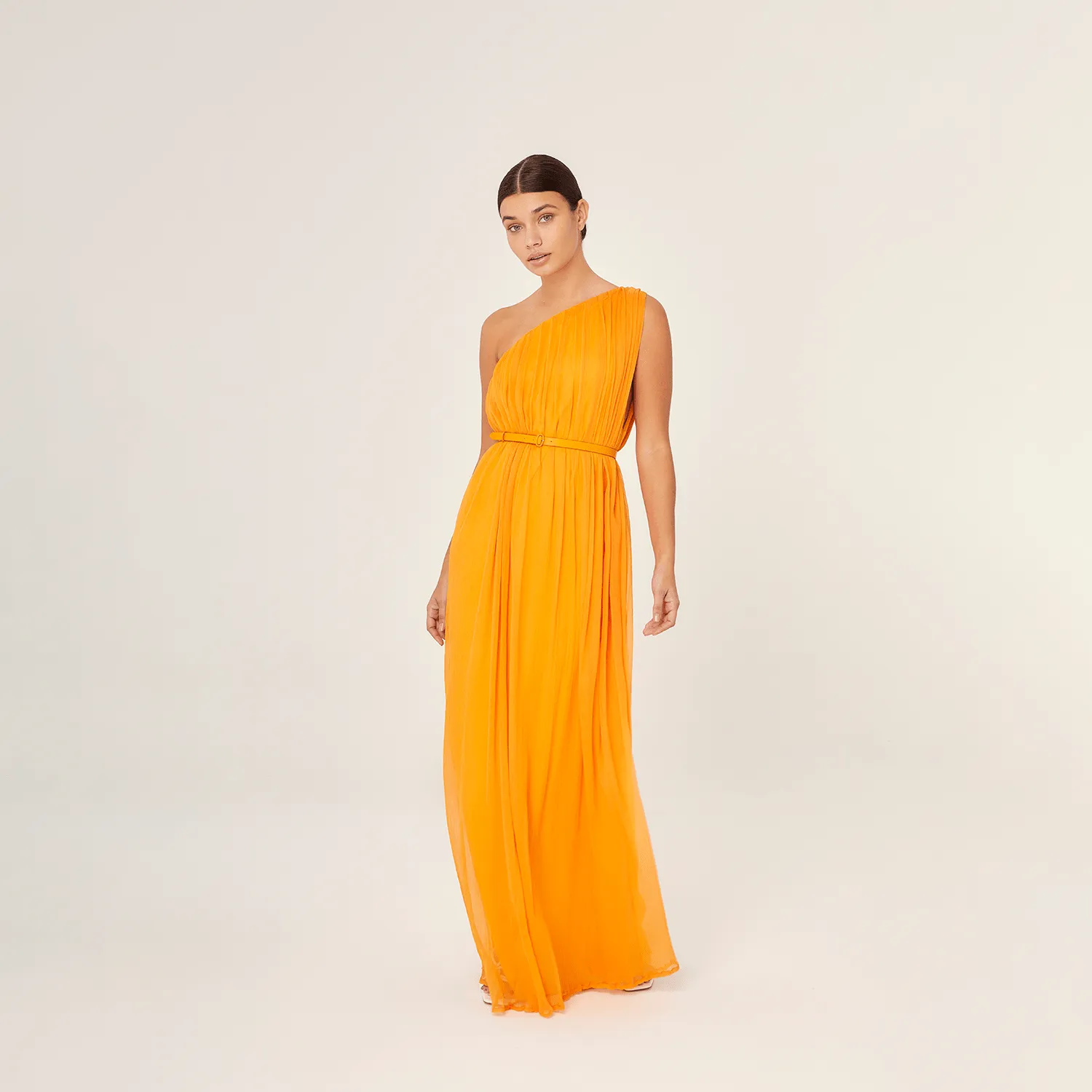 MAXI DRESS 100% SILK CHIFFON PAPAYA 269