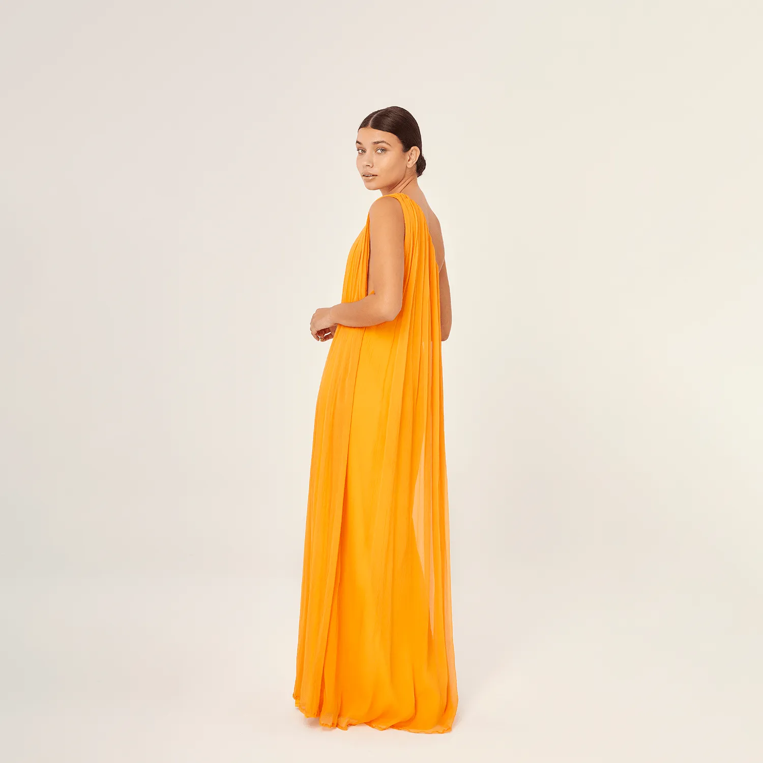 MAXI DRESS 100% SILK CHIFFON PAPAYA 269