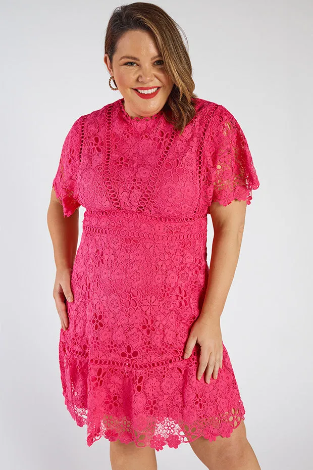 Melanie Pink Lace Dress