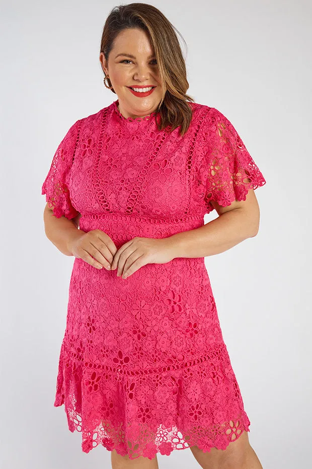 Melanie Pink Lace Dress