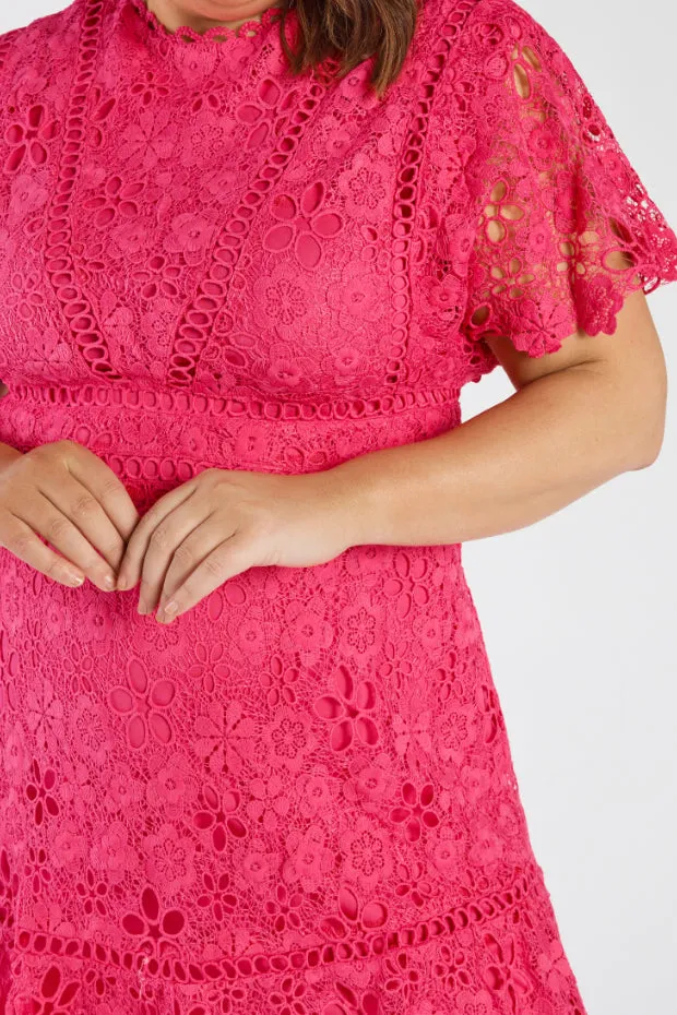 Melanie Pink Lace Dress