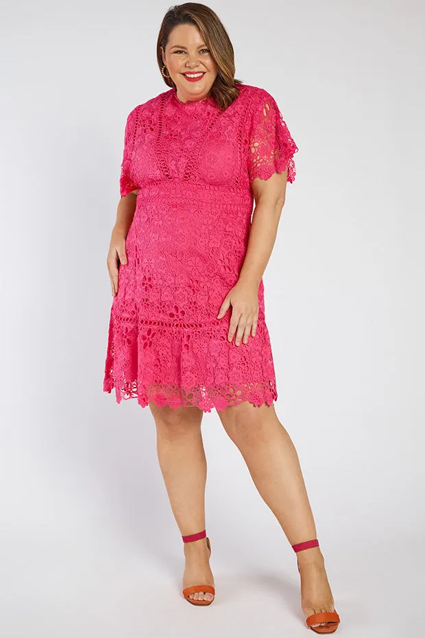 Melanie Pink Lace Dress