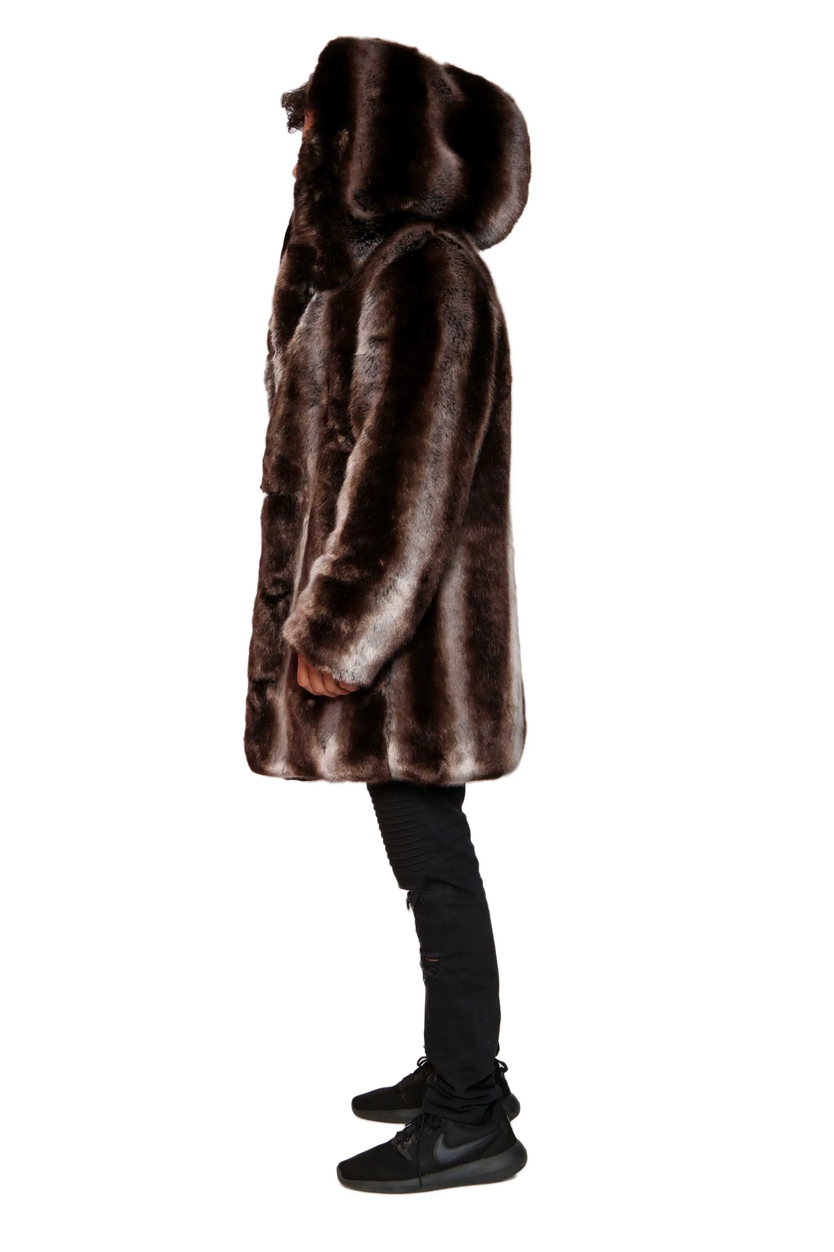 Men's Short Desert Warrior Coat in "Truffle" Chinchilla