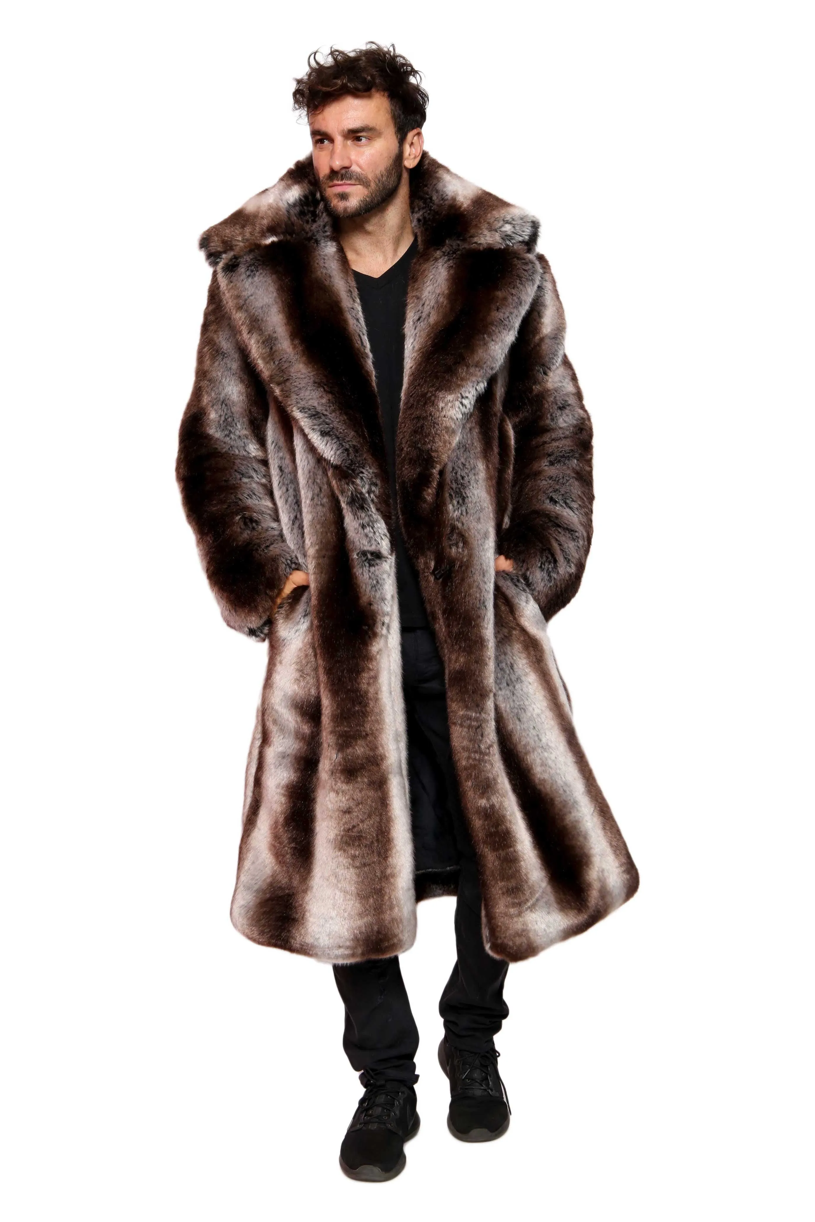 Men's Vandal Coat in "Truffle" Chinchilla