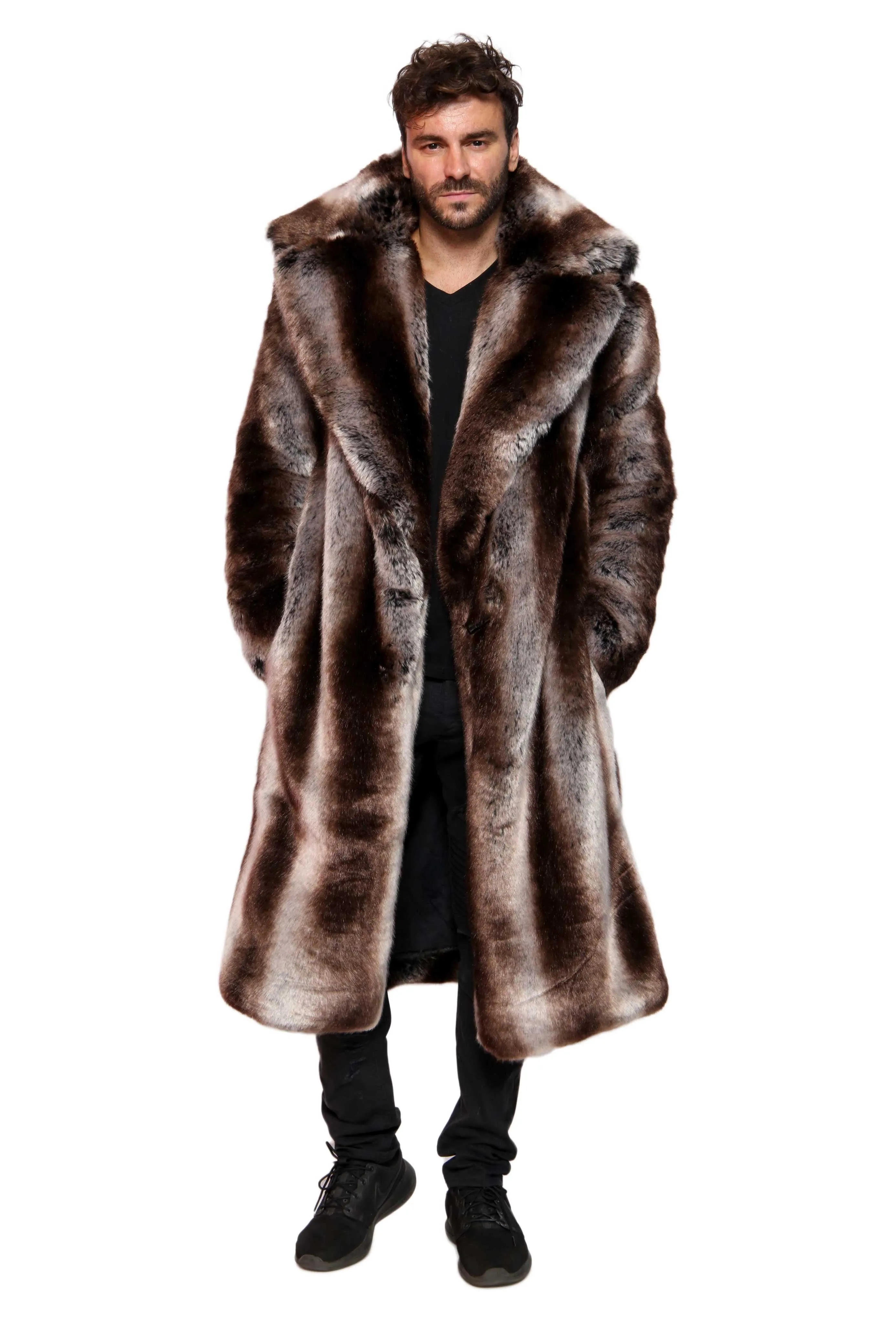 Men's Vandal Coat in "Truffle" Chinchilla