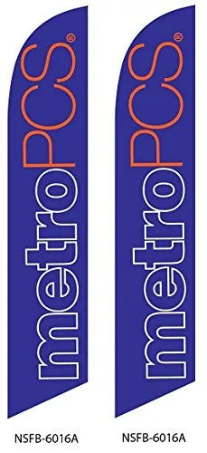 MetroPCS Purple Two (2) Swooper Feather Flag Kits With Pole And Ground Spike