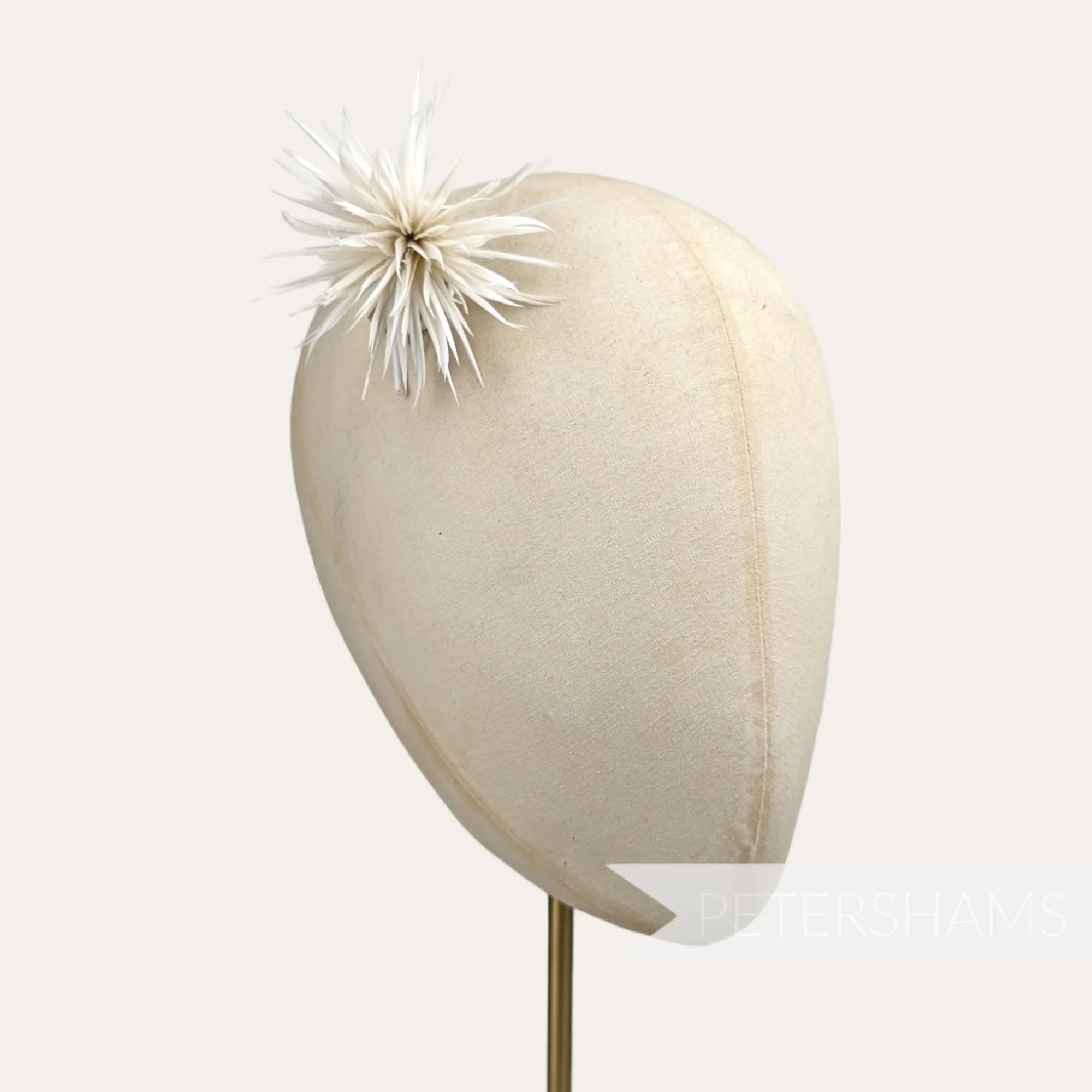 Mini Ivory Goose Biot Feather Pom Hat Mount