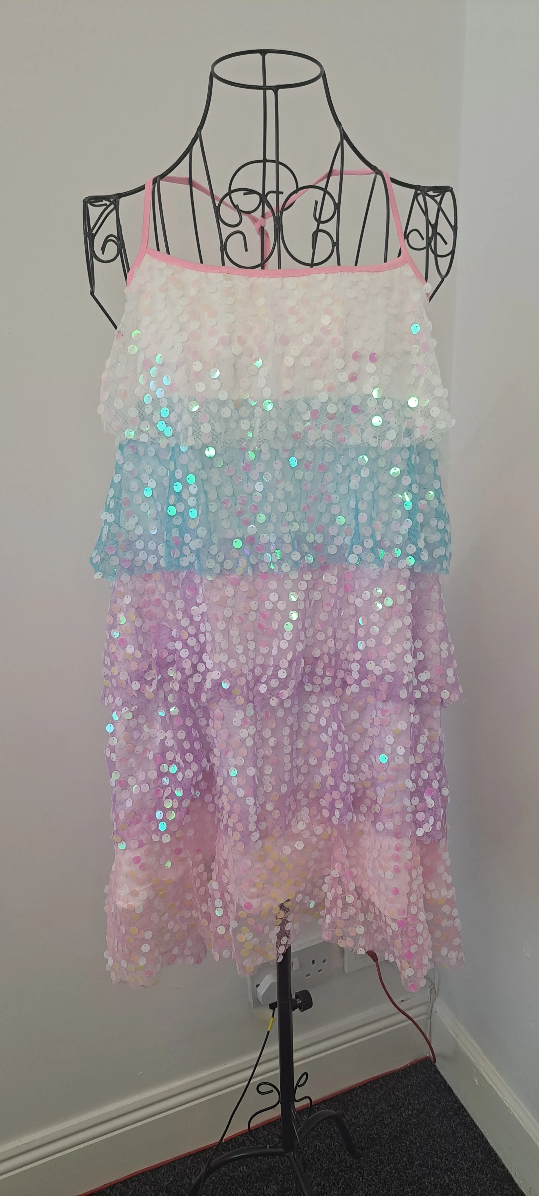 Multicolour Layered Sequin Frilly Dress