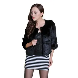 Natural Fur Women' Muskrat  Jacket Short Version Winter Outwear Luxury Natural Fur Coat Female