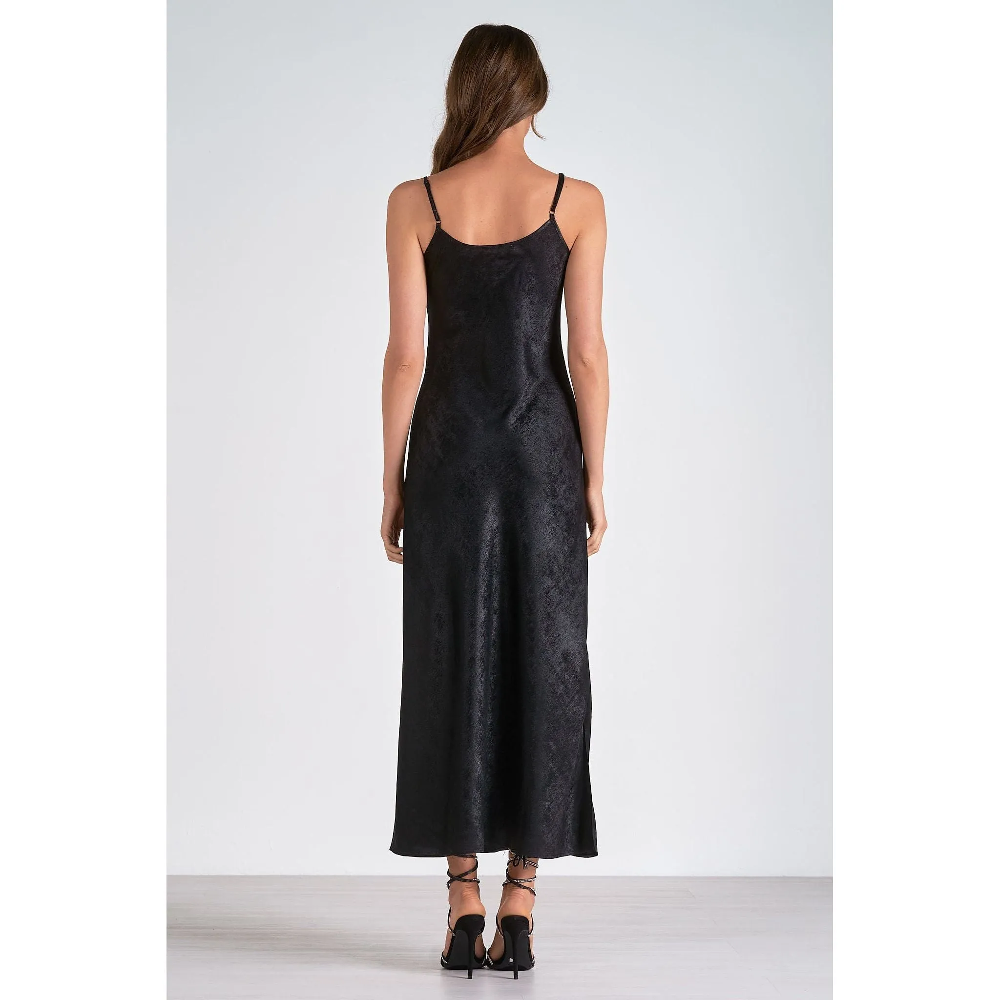 Onyx Shimmer Maxi Slip Dress