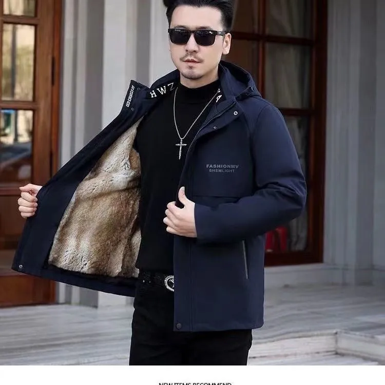 “Oversized Leather Coat- Mens Leather Dress Coat- Detachable & Thickened”