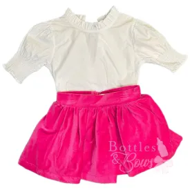 Pink Velvet Skirt Set