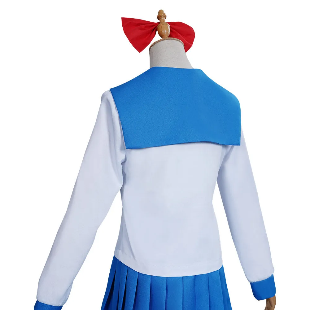 Poputepipikku Pop Team Epic Popuko Pipimi Blue Uniform Skirt Outfits Halloween Carnival Suit Cosplay Costume