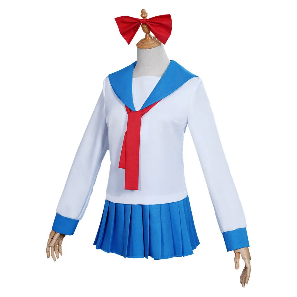 Poputepipikku Pop Team Epic Popuko Pipimi Blue Uniform Skirt Outfits Halloween Carnival Suit Cosplay Costume