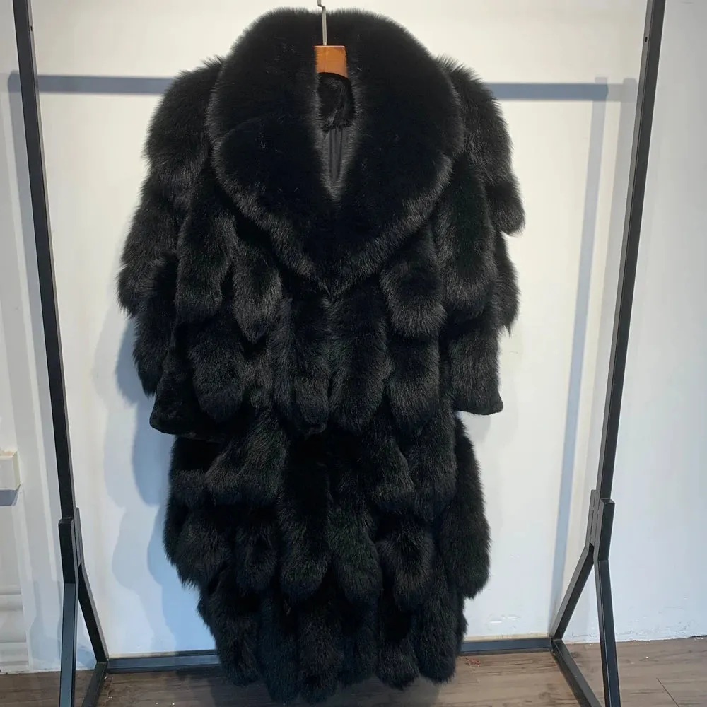 Premium Women's Genuine Fox Fur Coat