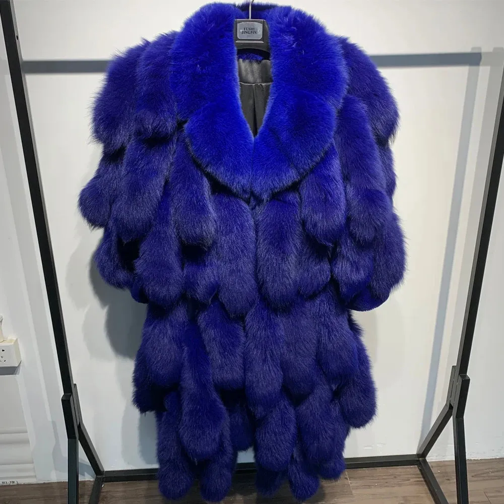 Premium Women's Genuine Fox Fur Coat