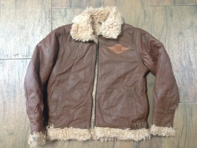 Route66 Brown Leather Bomber Jacket