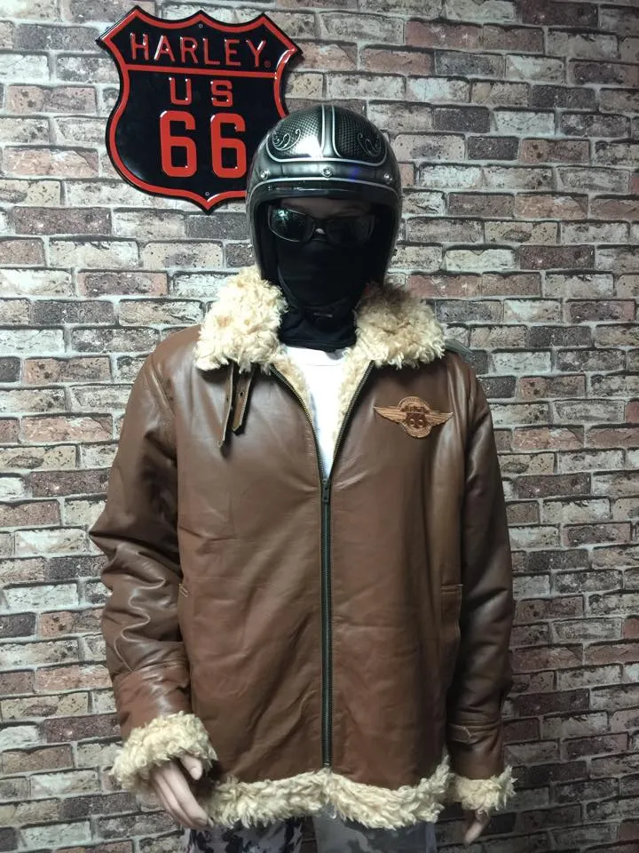 Route66 Brown Leather Bomber Jacket