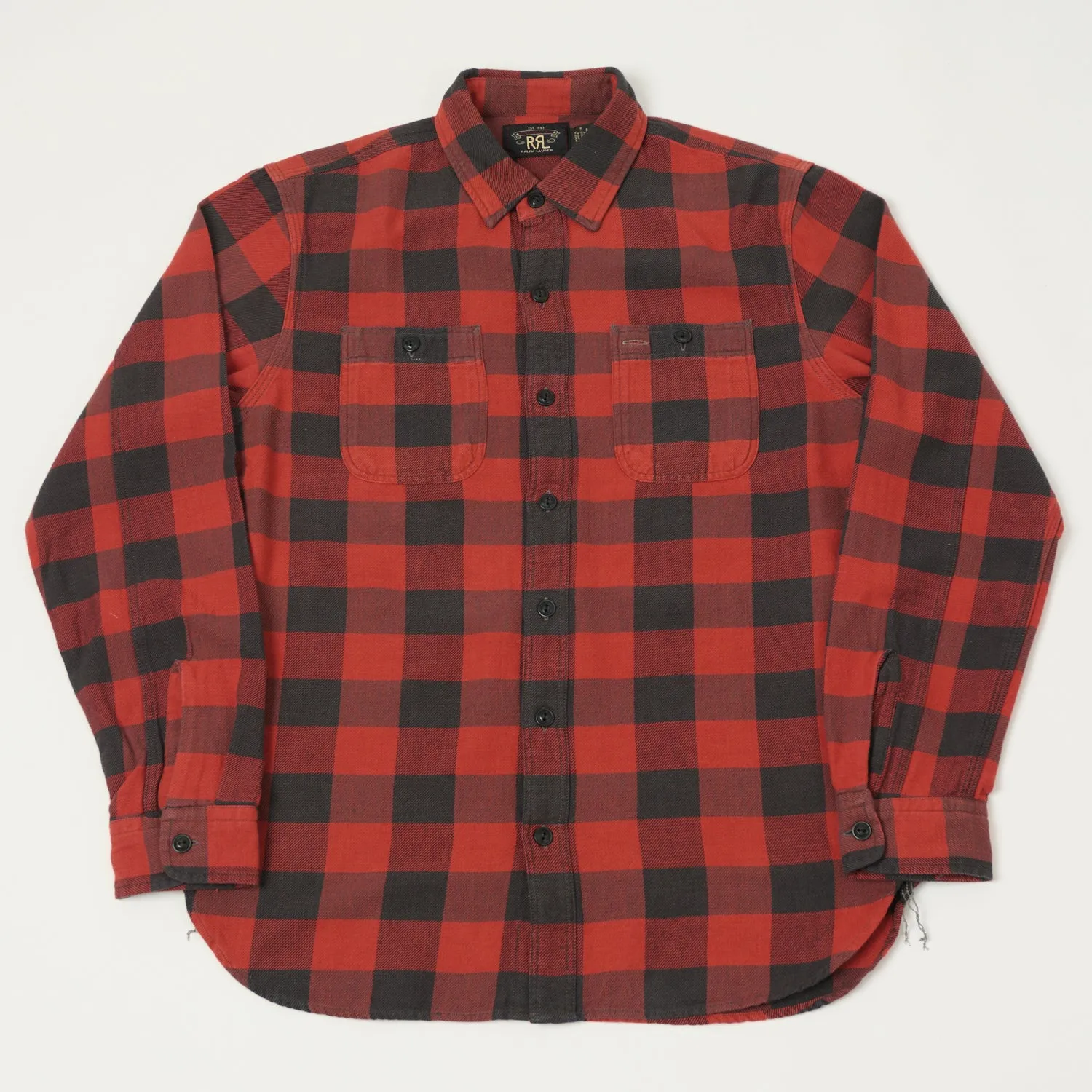 RRL Plaid Twill Workshirt - Red/Black