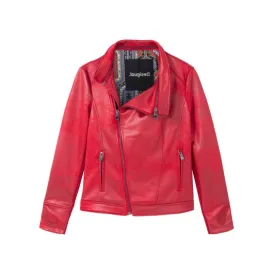 Slim Biker Jacket w/ Embroidery - Red