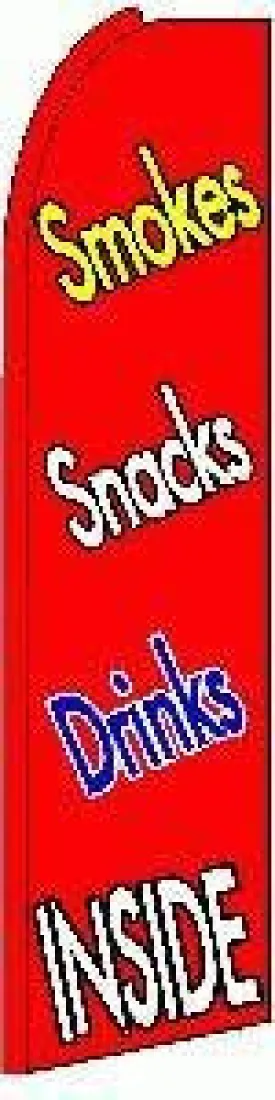 Smokes Snacks Drinks Swooper Feather Banner Flag Sign