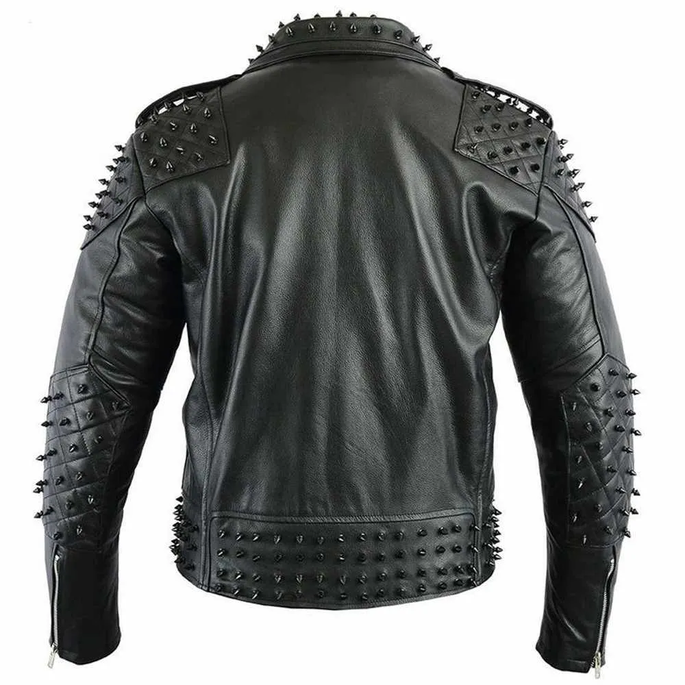 Studded Biker Black Leather Jacket