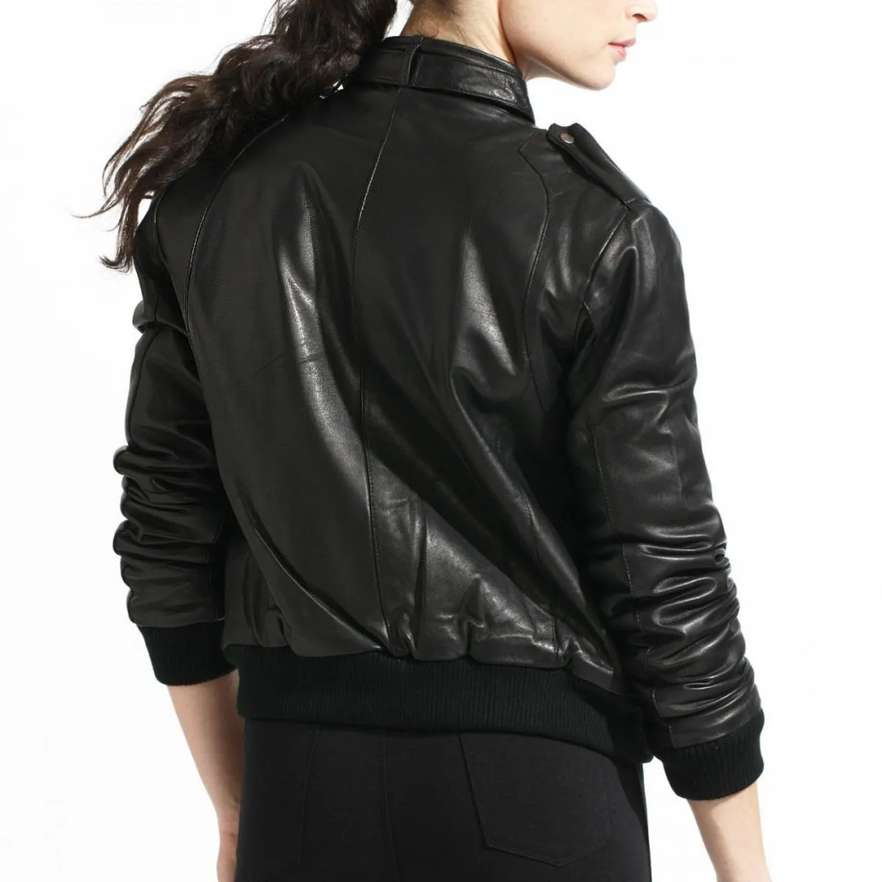 Stylish Bomber Leather Jacket for Women - Womens leather jacket