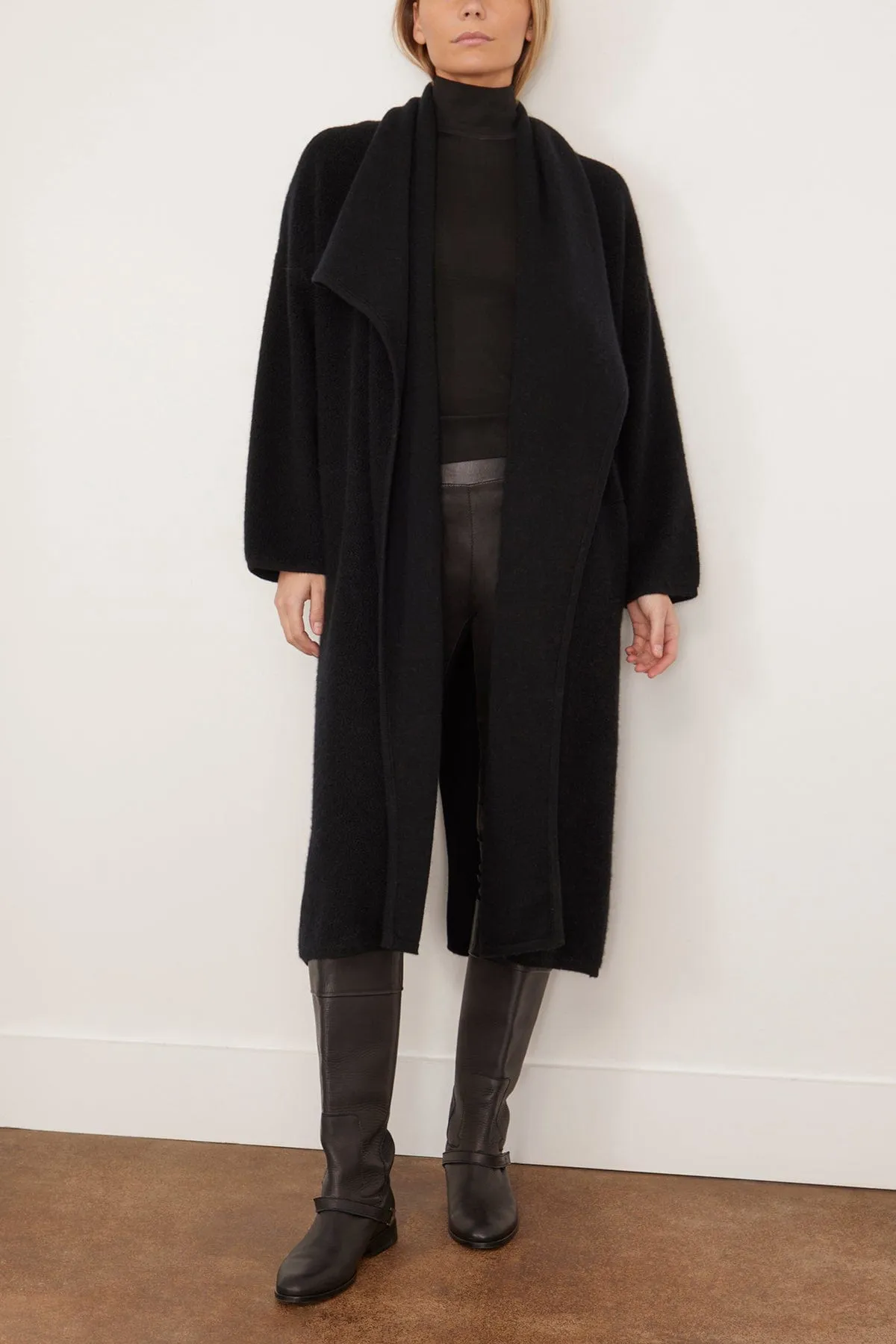 Tamara Draped Duster Coat in Black