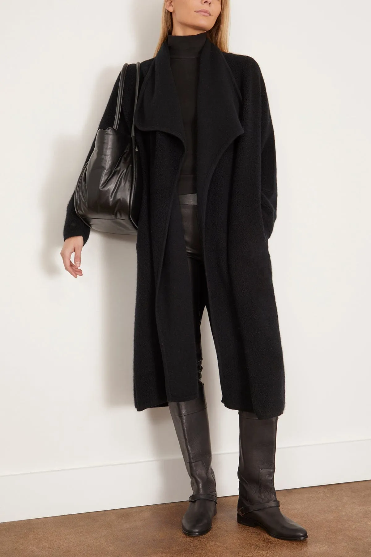 Tamara Draped Duster Coat in Black