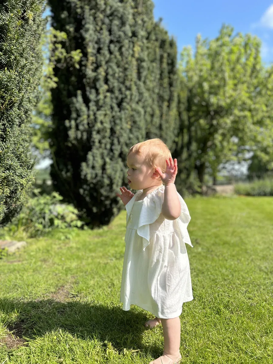 White Ruffle Dress/Bloomer Set