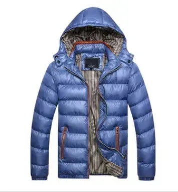 Winter leather Puffer coat for men Hooded padded Winter jacket for men