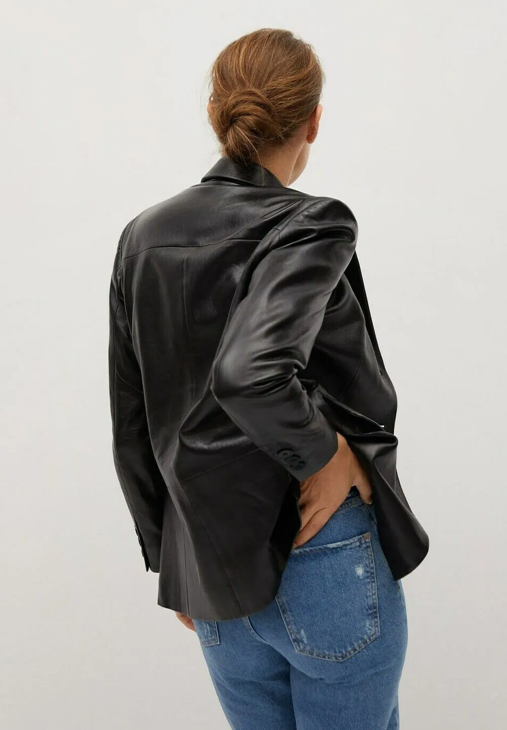 Women’s Black Leather Blazer