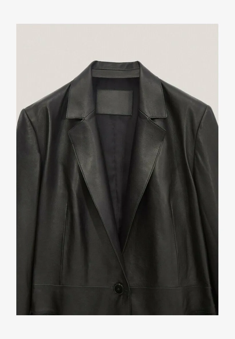 Women’s Black Leather Blazer