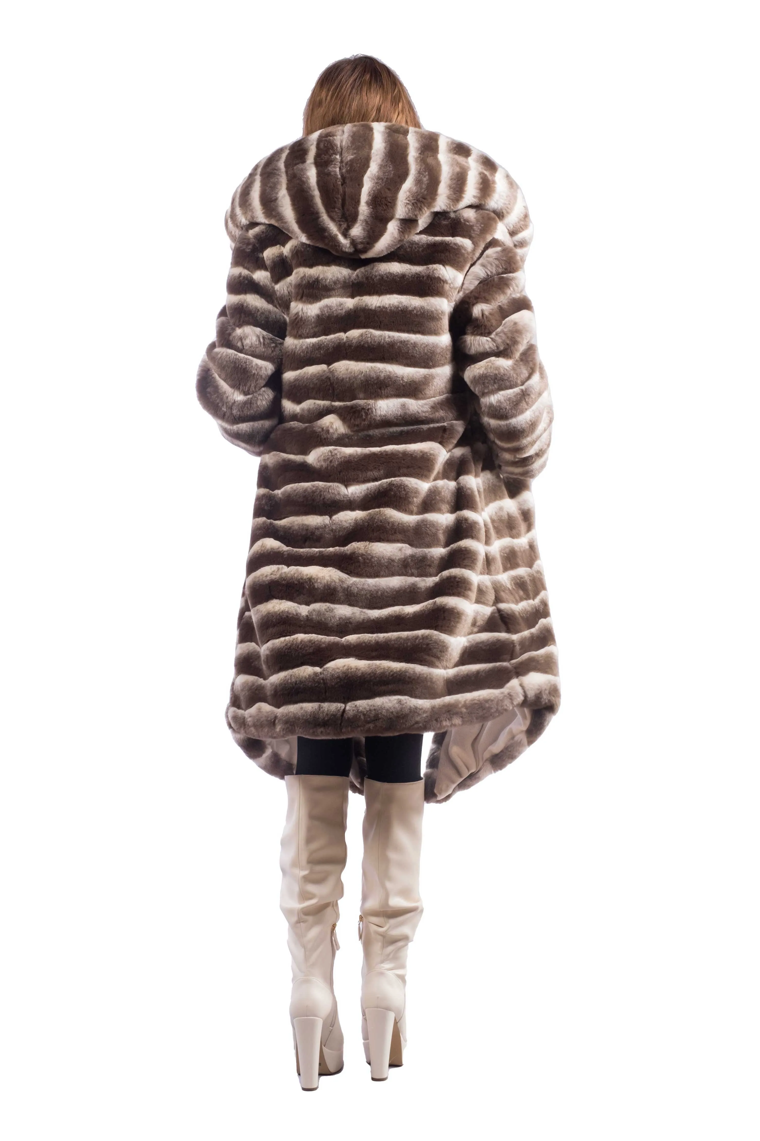 Women's Desert Warrior Coat in "Coffee & Cream" Chinchilla