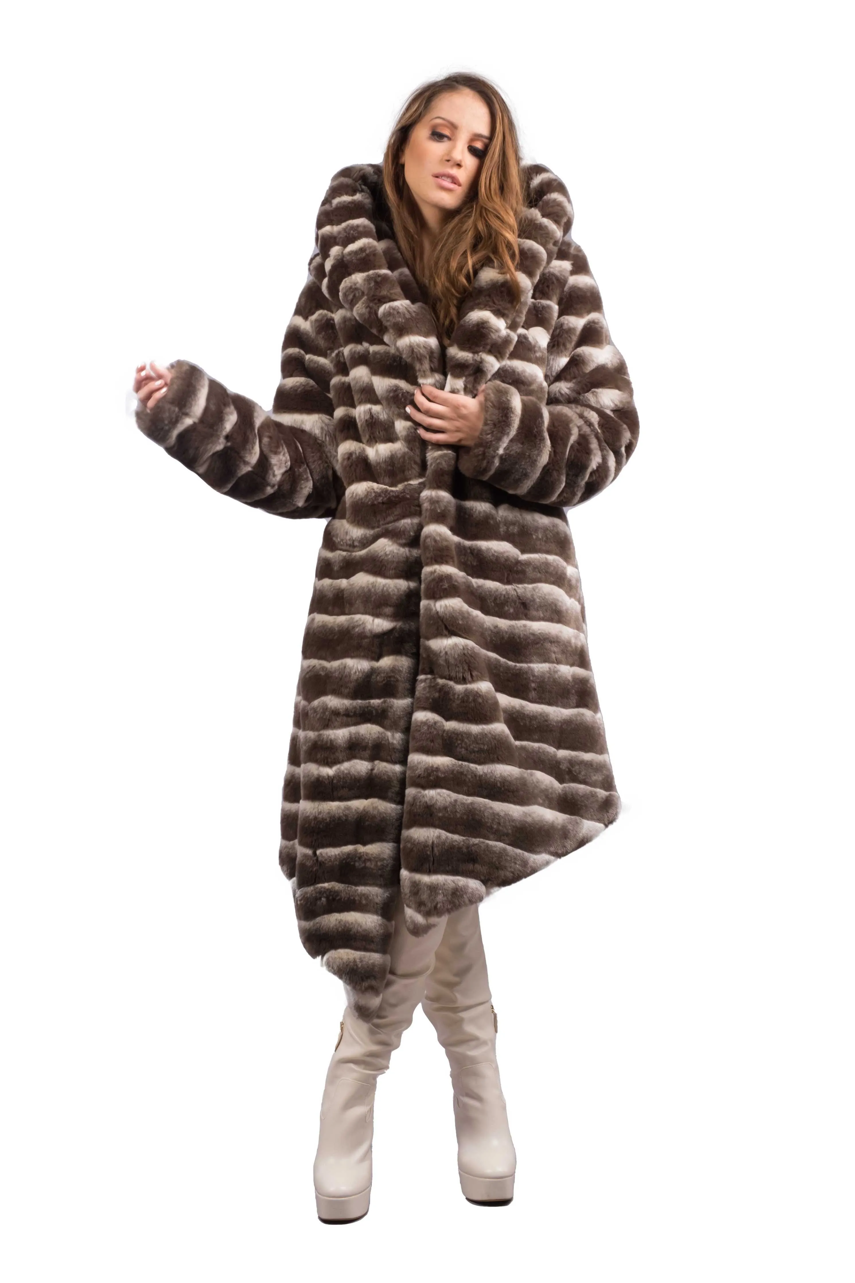 Women's Desert Warrior Coat in "Coffee & Cream" Chinchilla