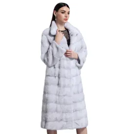 Women's Genuine Mink Fur Coat Women Long Style Fur Overcoat Female 16048