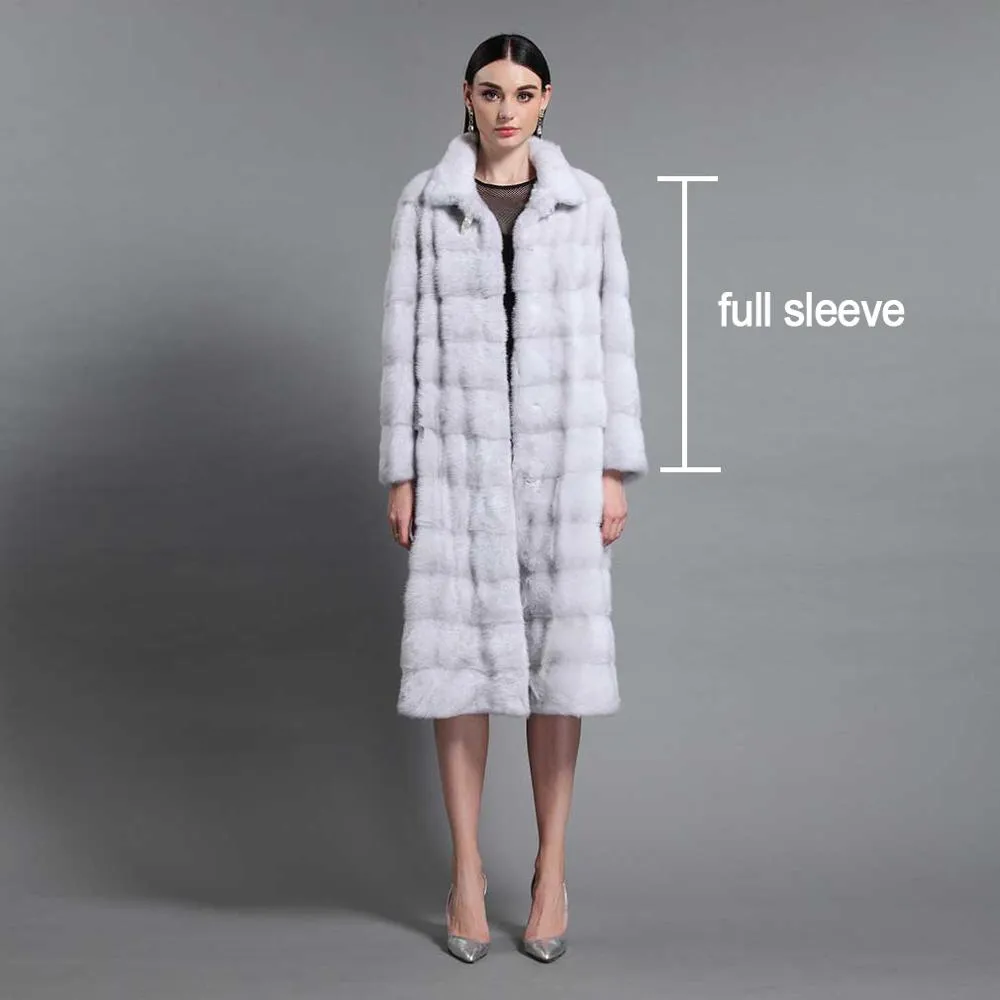 Women's Genuine Mink Fur Coat Women Long Style Fur Overcoat Female 16048