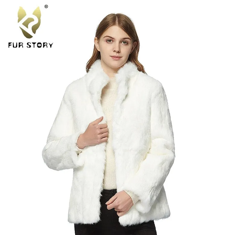 Women's  Real Rabbit Fur Coat Winter Real Fur Jacket  151249