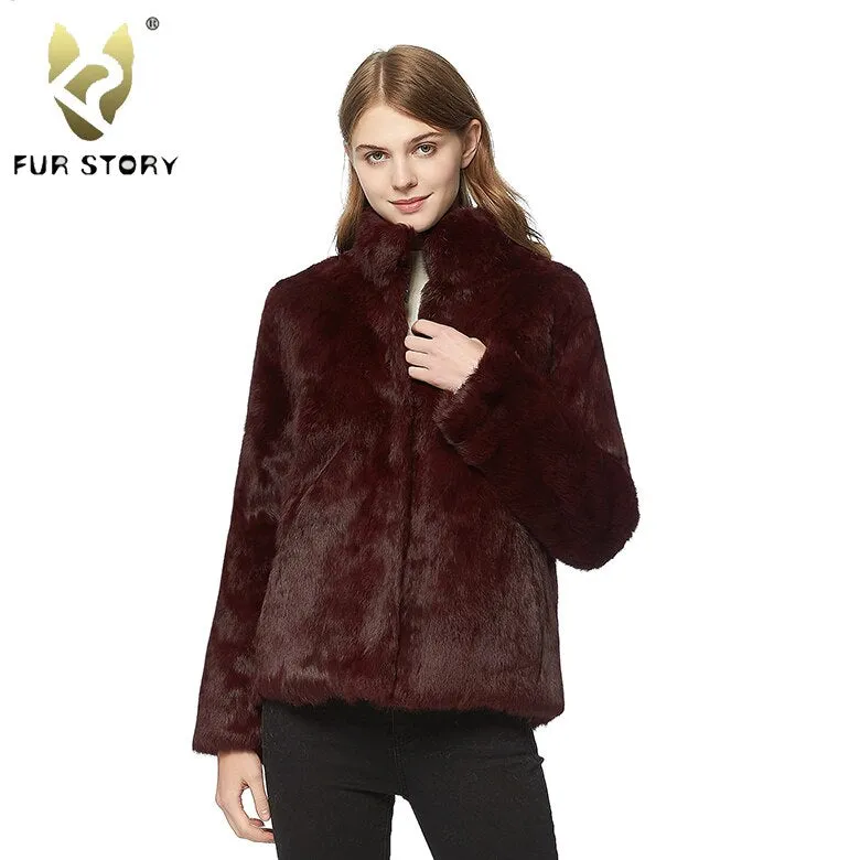 Women's  Real Rabbit Fur Coat Winter Real Fur Jacket  151249