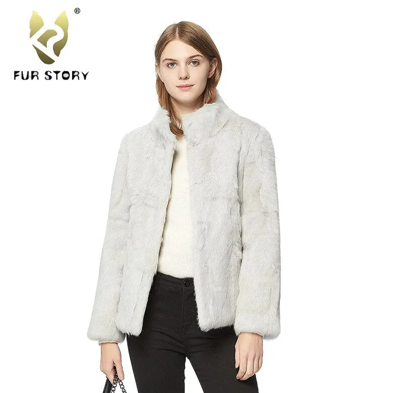 Women's  Real Rabbit Fur Coat Winter Real Fur Jacket  151249